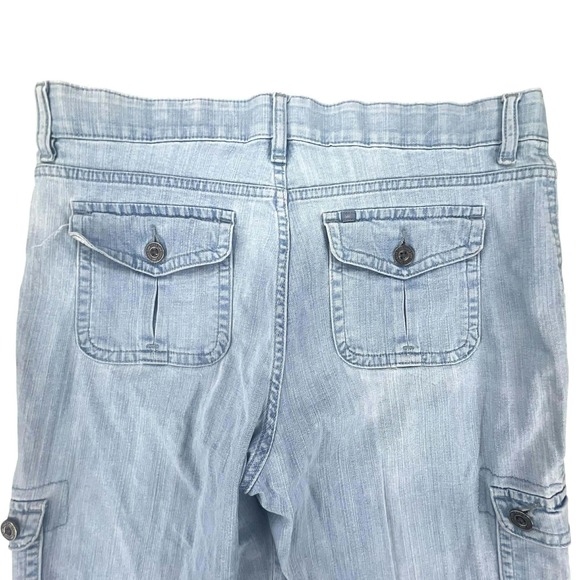 Lee Relaxed Fit Capri Cargo Pants Light Wash Drawstring Hem Women's Size 10 - Picture 6 of 12